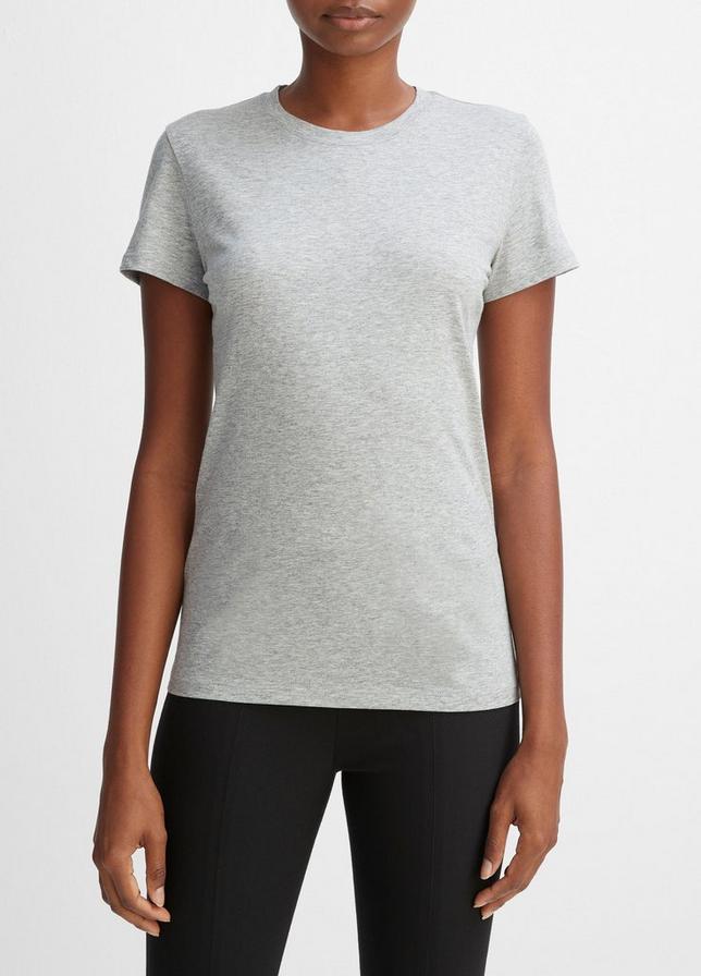 Vince Essential Pima Cotton Crew Neck T-Shirt in Heather Grey