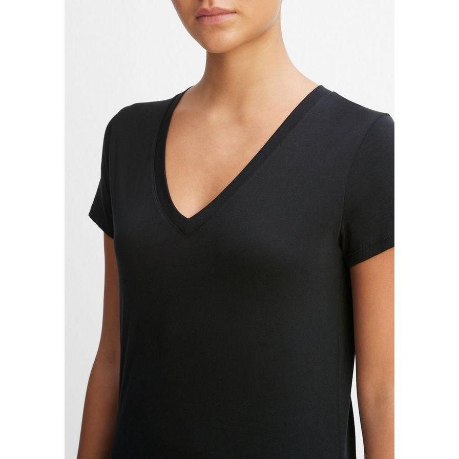 Vince Essential Pima Cotton V-Neck T-Shirt in Black