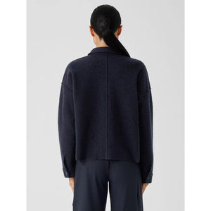Eileen Fisher Lightweight Boiled Wool Classic Collar Jacket in Nocturne