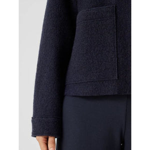 Eileen Fisher Lightweight Boiled Wool Classic Collar Jacket in Nocturne