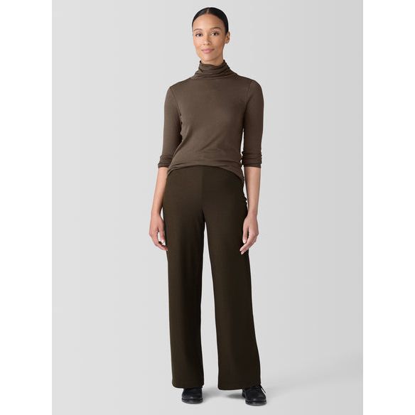 Eileen Fisher Sheer Neck Turtleneck Top in Wren