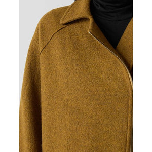 Eileen Fisher Lightweight Boiled Wool Motorcycle Jacket in Regenerative Wool in Gold Leaf