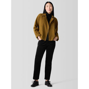 Eileen Fisher Lightweight Boiled Wool Motorcycle Jacket in Regenerative Wool in Gold Leaf