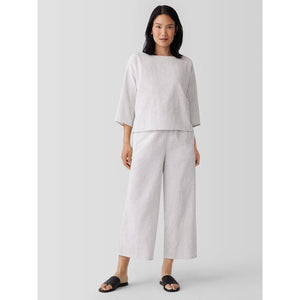 Eileen Fisher Organic Cotton Ripple Checkered Box-Top in White