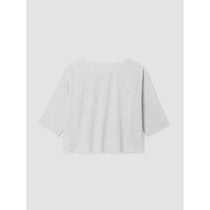 Eileen Fisher Organic Cotton Ripple Checkered Box-Top in White