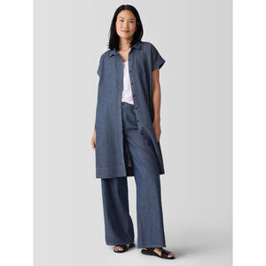 Eileen Fisher Airy Organic Cotton Twill Shirtdress in Denim