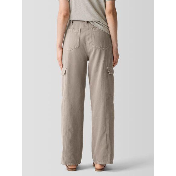 Eileen Fisher Garment-Dyed Utility Organic Cotton Cargo Pant in Reed