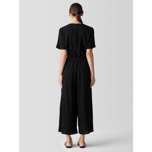 Eileen Fisher Woven Plisse Jumpsuit in Black