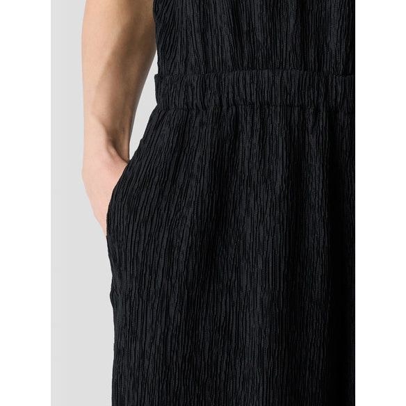 Eileen Fisher Woven Plisse Jumpsuit in Black