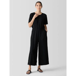 Eileen Fisher Woven Plisse Jumpsuit in Black