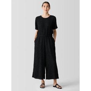 Eileen Fisher Woven Plisse Jumpsuit in Black