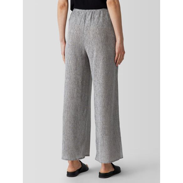 Eileen Fisher Woven Plissé Wide-Leg Pant in Nimbus