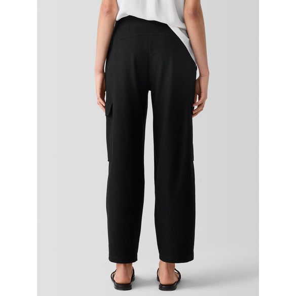 Eileen Fisher Washable Stretch Crepe Cargo Pant in Black