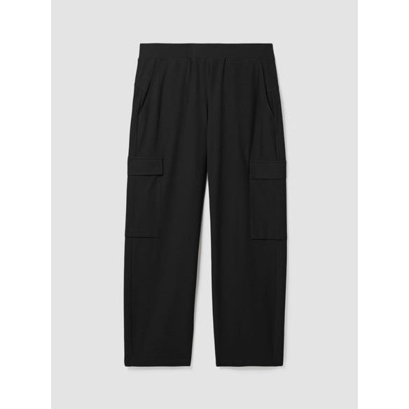 Eileen Fisher Washable Stretch Crepe Cargo Pant in Black