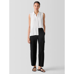 Eileen Fisher Washable Stretch Crepe Cargo Pant in Black