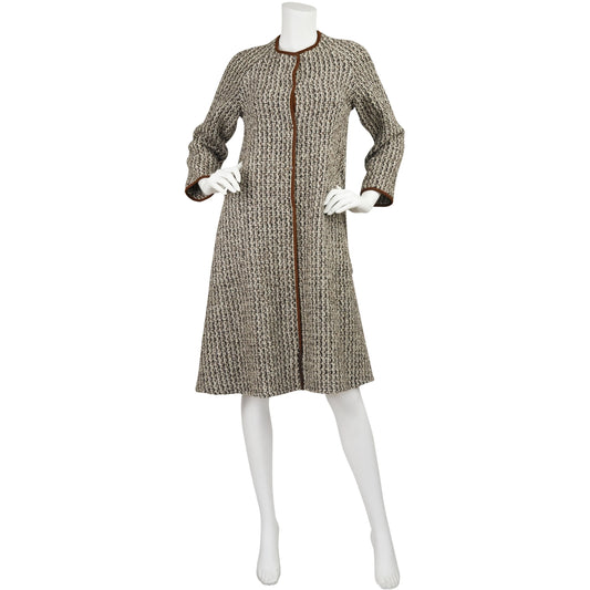 Bonnie Cashin 1960'2 Sills Tweed and Suede Swing Back Dress