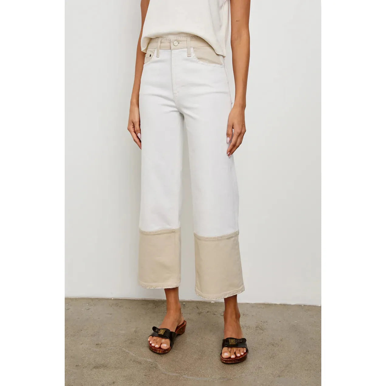 Rails Getty Crop Wide Leg Jean in Crema Embroidered