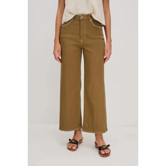 Rails Getty Crop Wide Leg in Safari Embroidered