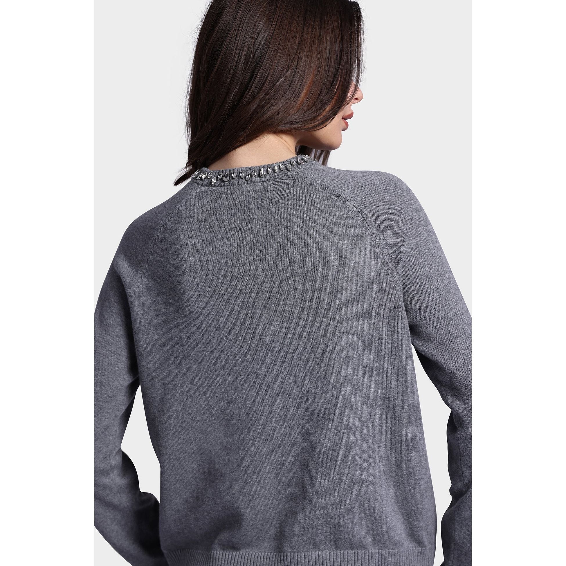 Minnie Rose Cotton Cashmere Raglan Crew Jewel Neck 9021