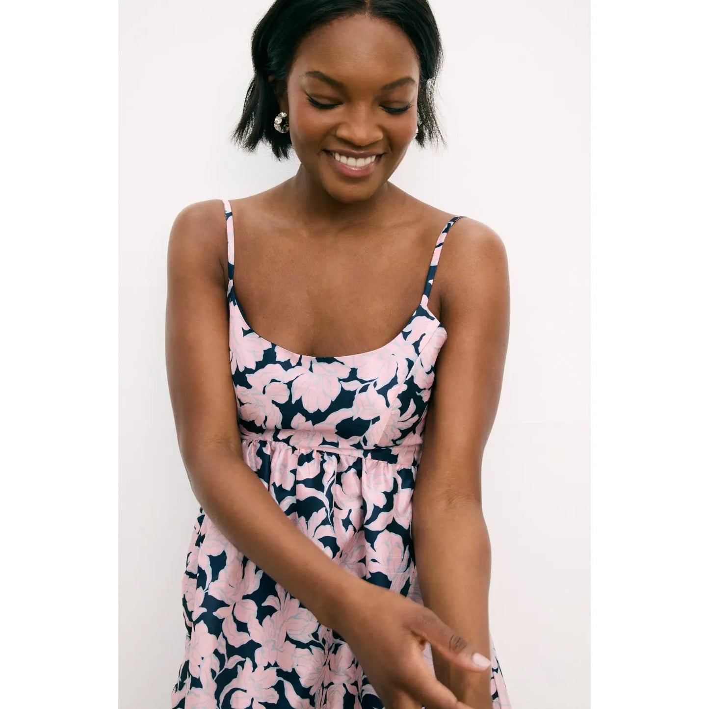 Hutch Brixton Floral Dress in Navy/Ivory 