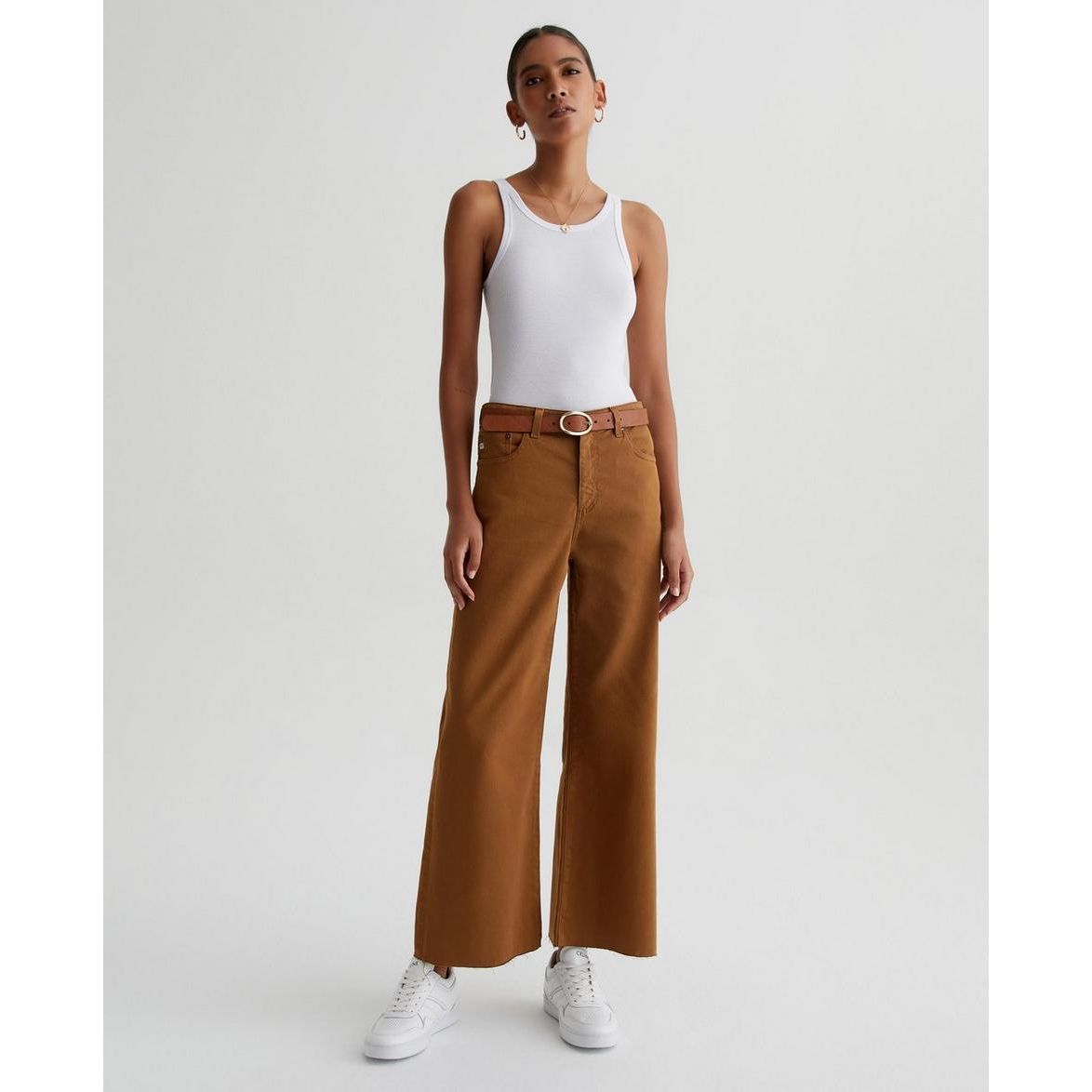 Adriano Goldschmied AG Jeans Saige Wide Leg Crop in Caramel