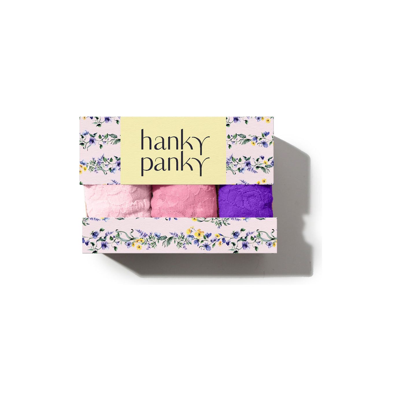 Hanky Panky 3 Pack Signature Lace Original Rise Thongs In Printed Box Lipgloss