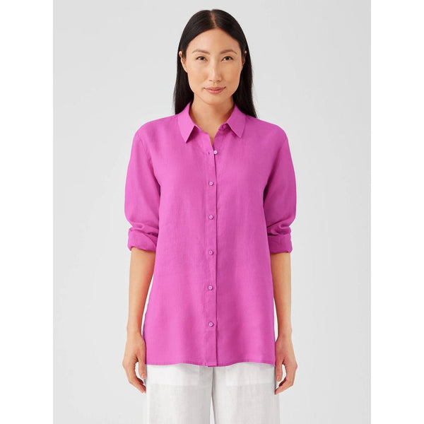 Eileen Fisher Organic Handkerchief Linen Classic Collar Shirt in Tulip