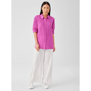 Eileen Fisher Organic Handkerchief Linen Classic Collar Shirt in Tulip