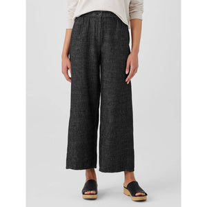 Eileen Fisher Tweedy Hemp Cotton Wide-Leg Pant in Black