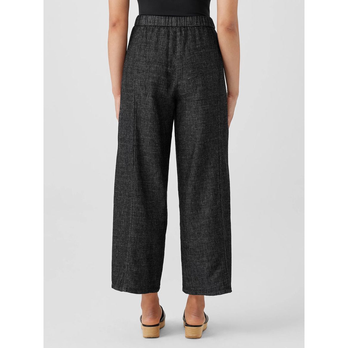 Eileen Fisher Tweedy Hemp Cotton Wide-Leg Pant in Black