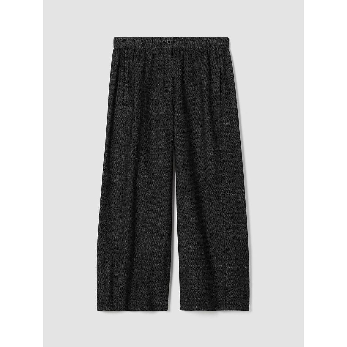 Eileen Fisher Tweedy Hemp Cotton Wide-Leg Pant in Black