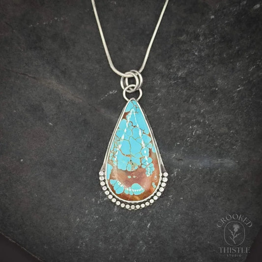 Crooked Thistle #8 Turquoise Teardrop Pendant