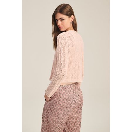 Velvet by Graham and Spencer Daisy Cotton Pointelle Cardigan in Blush