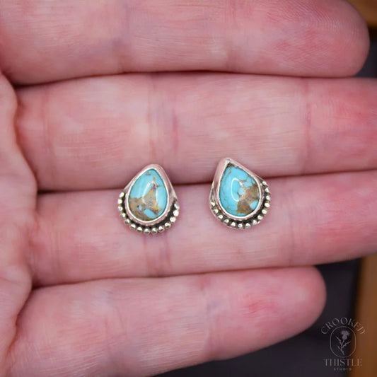 Crooked Thistle Turquoise Teardrop Stud Earrings