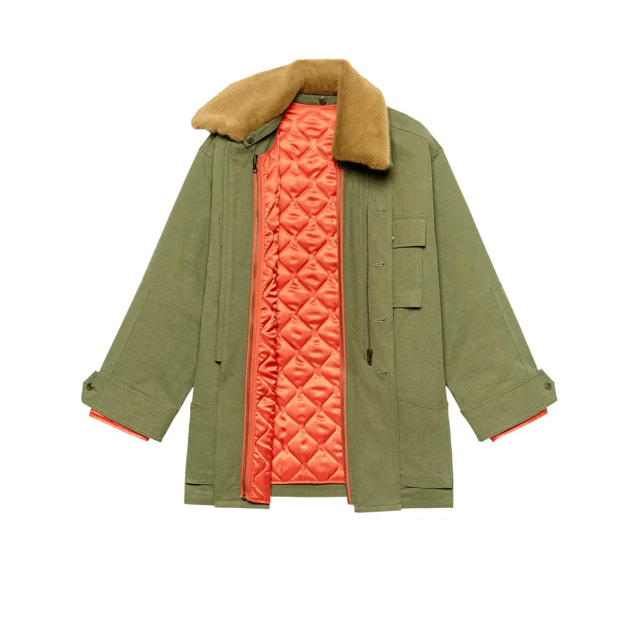 The Great Reversible Quilted Liner Parka in Army