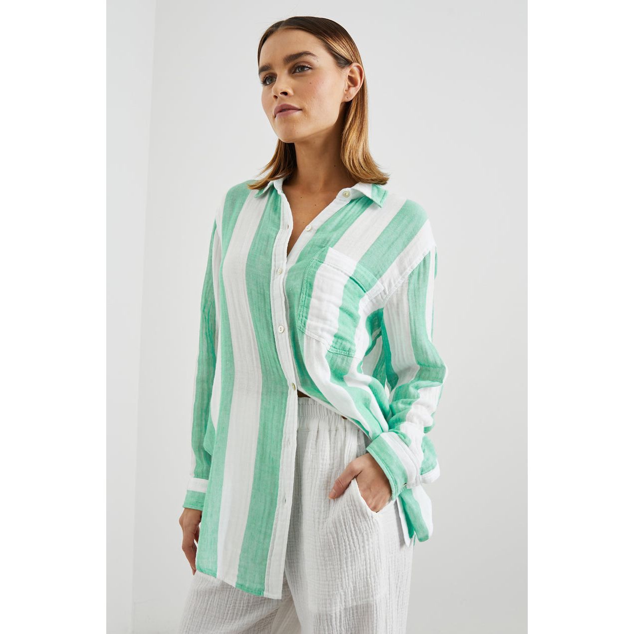 Rails Jaylin Shirt in Jade Stripe