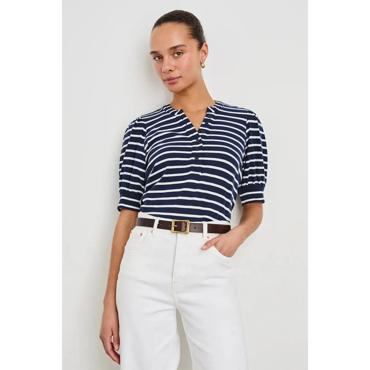 Rails Jewel top Ivory Navy Ivory Stripe
