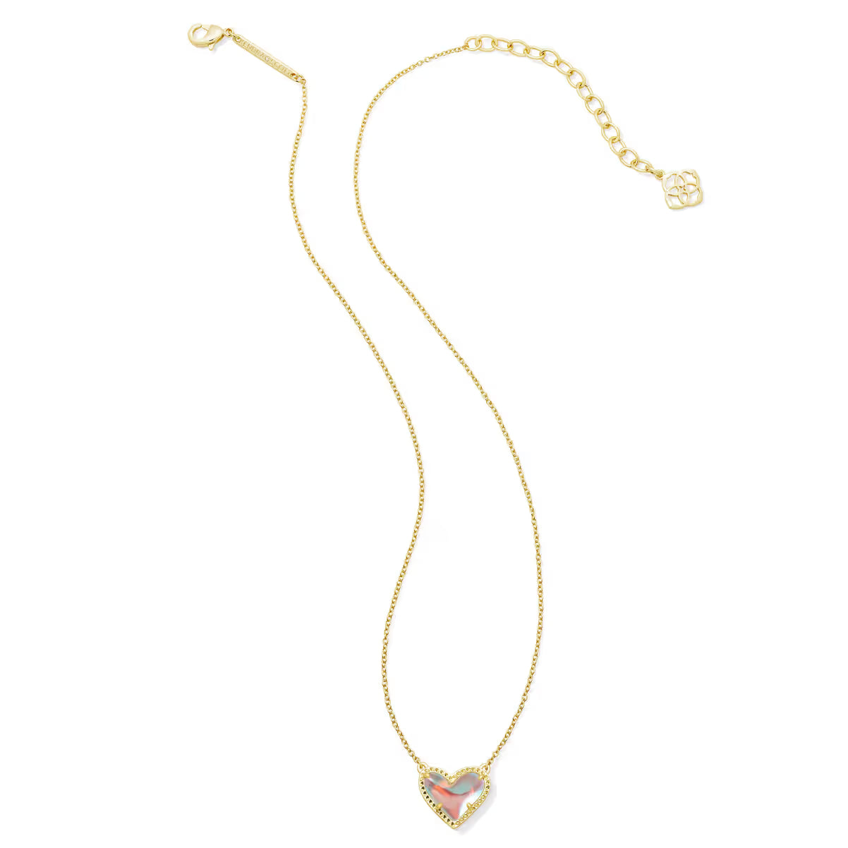 Kendra Scott Ari Heart Gold Pendant Necklace  Dichroic Glass