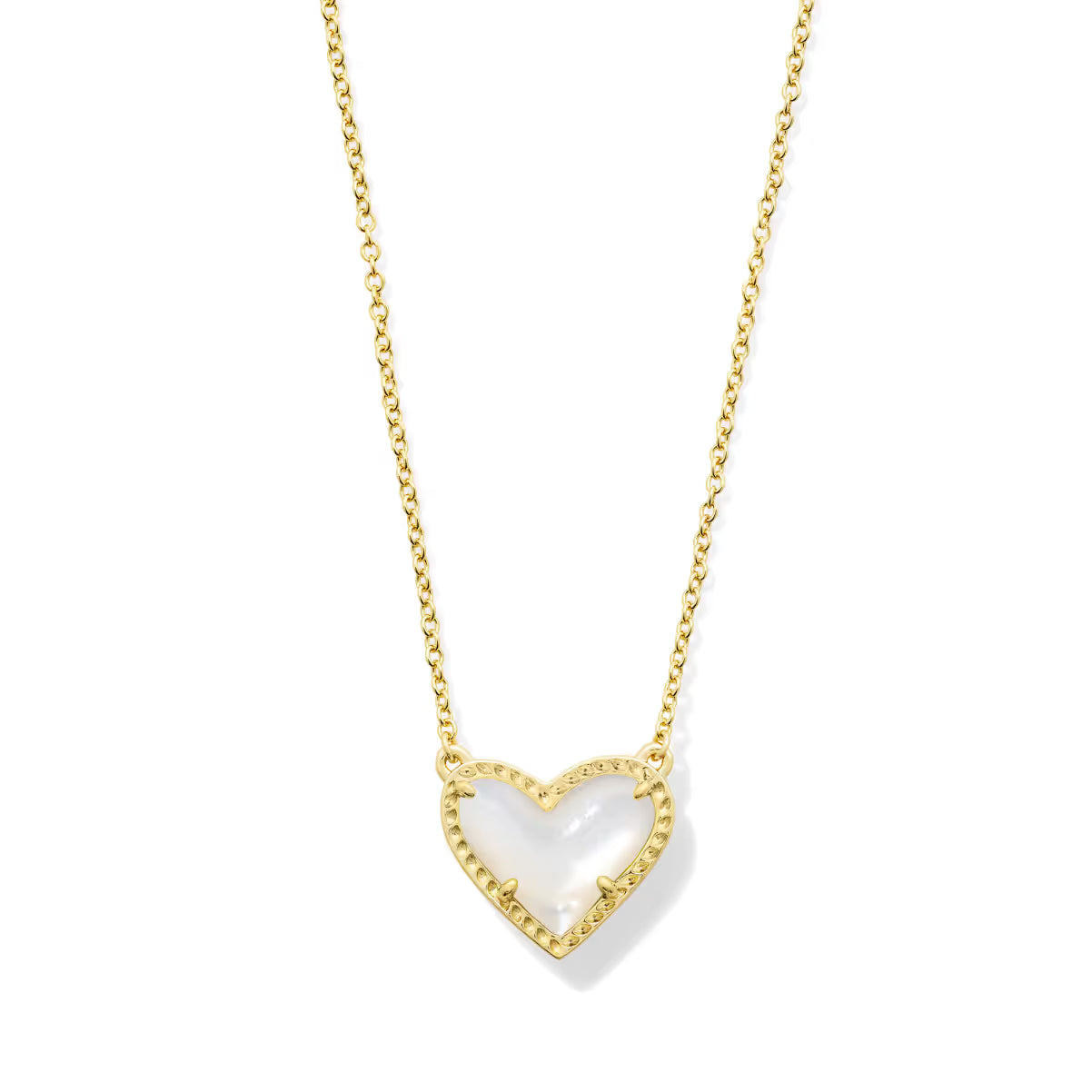 Kendra Scott Ari Heart Gold Pendant Necklace Ivory Mother of Pearl