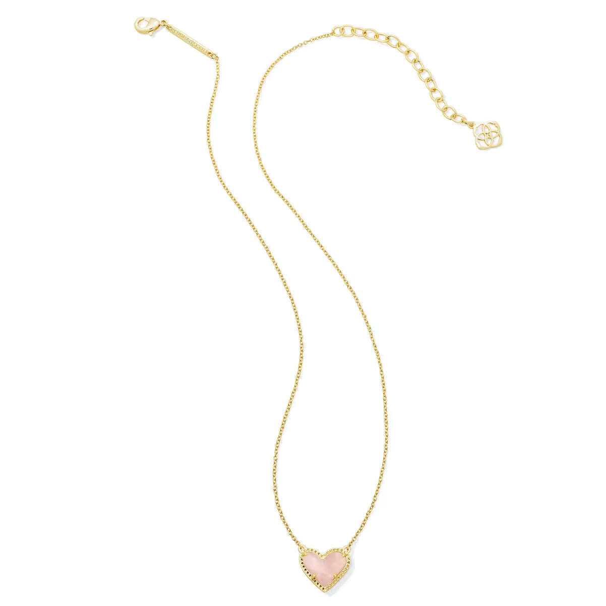 Kendra Scott Ari Heart Gold Pendant Necklace Rose Quartz