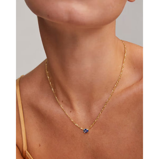 Kendra Scott Cailin Gold Pendant Necklace Blue Violet Crystal