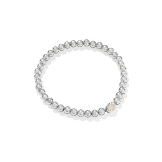 Kendra Scott Mini Elaina Silver Stretch Bracelet Ivory Mother of Pearl