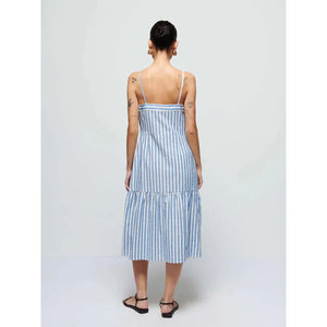 Nation Luciana Stripe Single Tier Dress in Parisian Blue Stripe