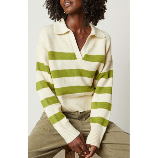 Velvet by Graham and Spencer Lucie Sweater in Cream/Lime