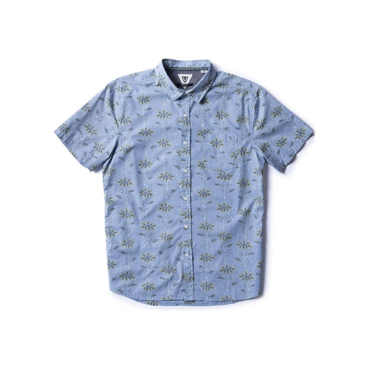 VISSLA Da Vineyard Eco Short Sleeve Shirt in Faded Denim