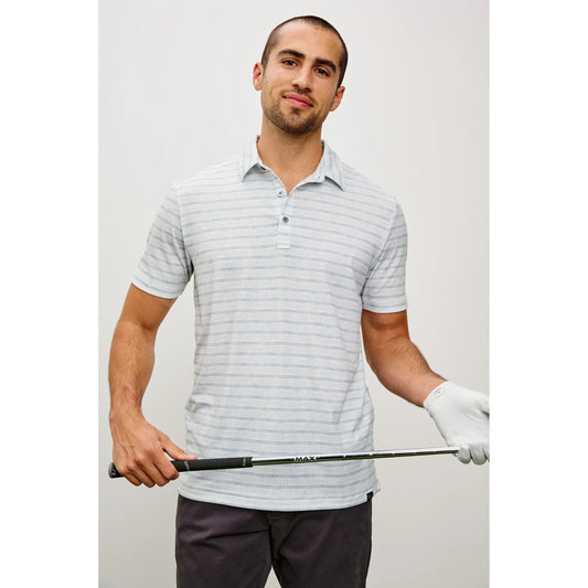 Rails Merced Golf Polo in Sashiko Border White