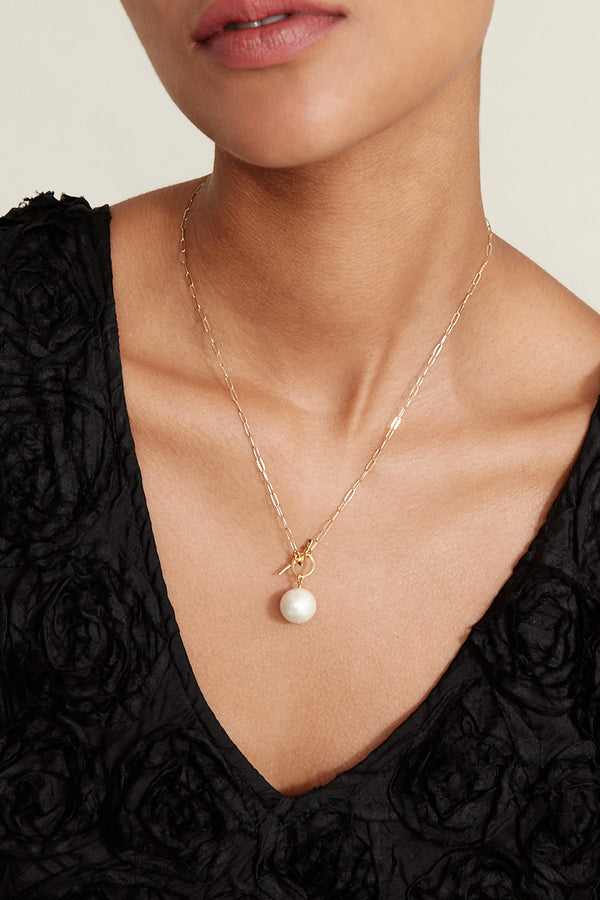 Chan Luu White Freshwater Pearl Toggle Necklace