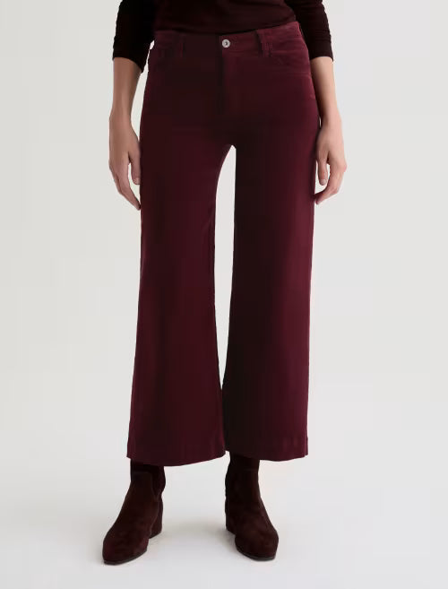 AG Jeans Saige Wide Leg Corduroy Crop in Winery