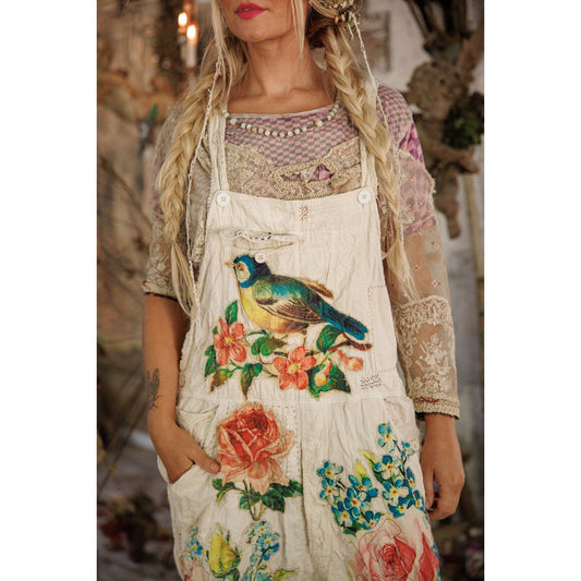 Magnolia Pearl Birdie Bouquet Benjamin Overalls in Moonlight