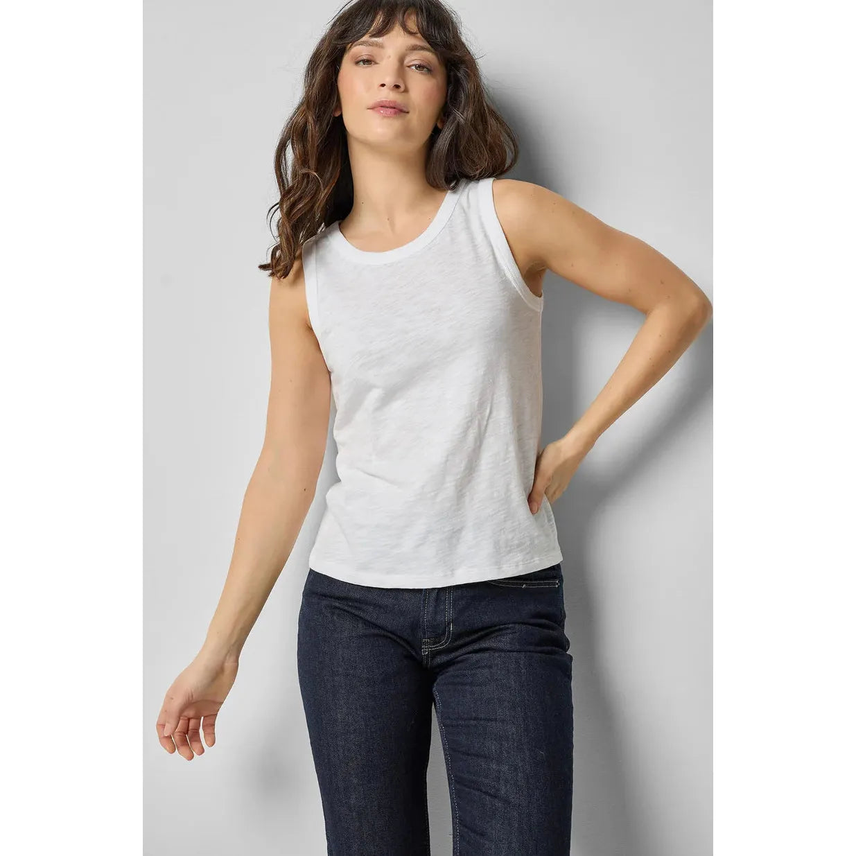 Lilla P Back Seam Tank in White